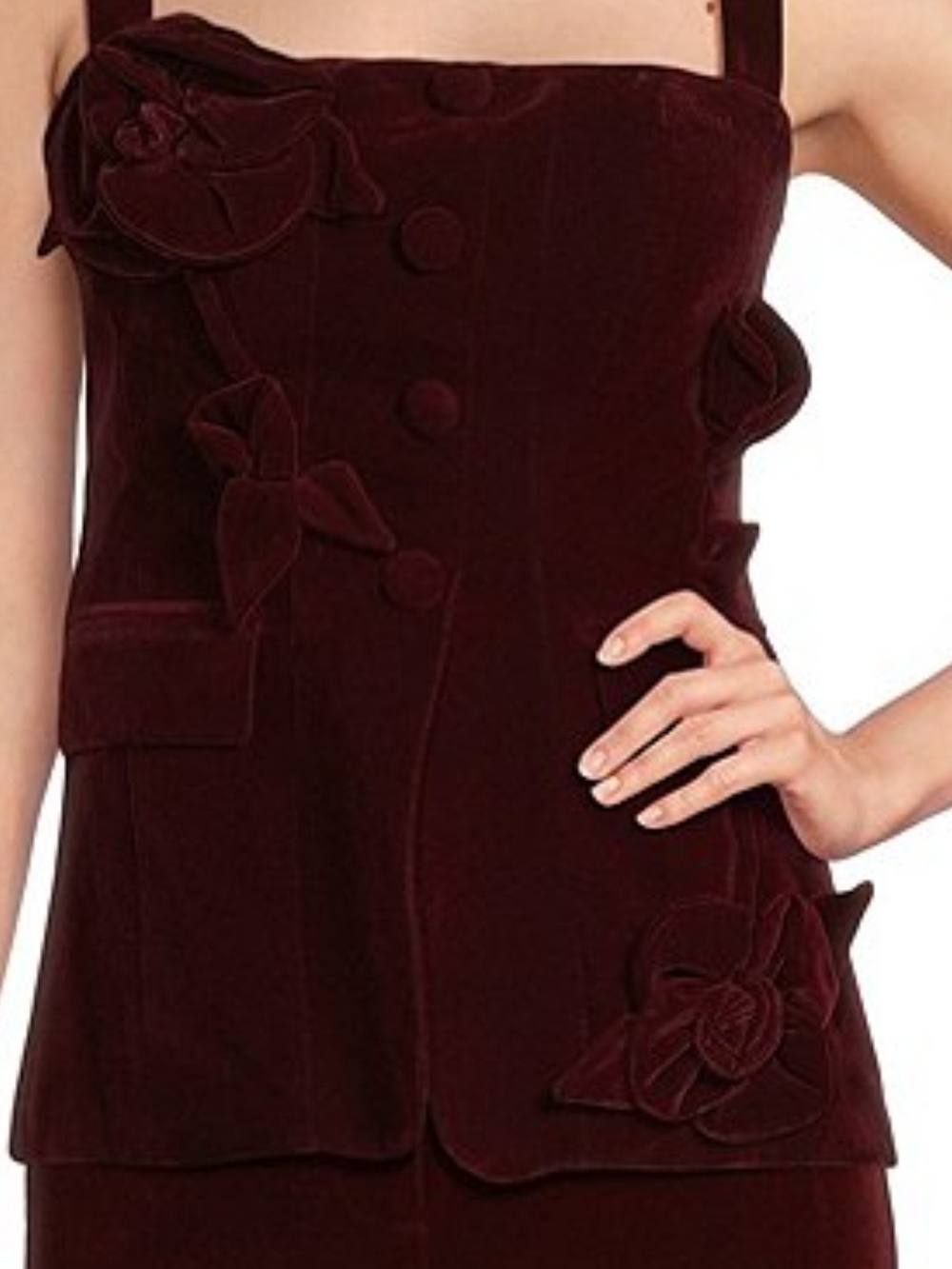 Muse by Marchesa Laurel Velvet Applique Sleeveless Button Up Coordinating Vest - Picture 4 of 11